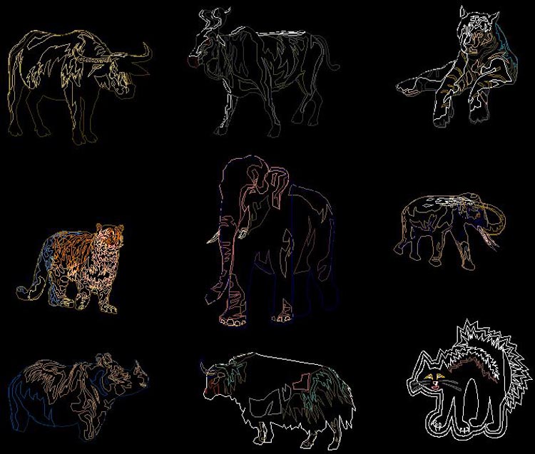 CAD图形库鱼鸟动物人物卡通图块1501款