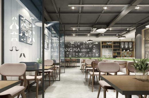 LOFT工业风格主题餐厅快餐厅早餐店咖啡厅设计CAD施工图3D效果图缩略图