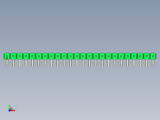彩色公排针 100mil 2.54mm 系列-DS1022_green_1x24p_100mil_TypeD_rev1.0前视缩略图