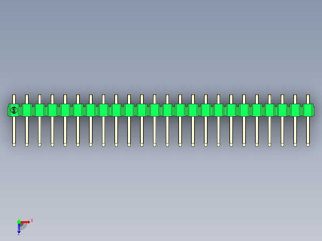 彩色公排针 100mil 2.54mm 系列-DS1022_green_1x24p_100mil_TypeD_rev1.0俯视图