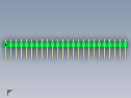 彩色公排针 100mil 2.54mm 系列-DS1022_green_1x24p_100mil_TypeD_rev1.0俯视缩略图