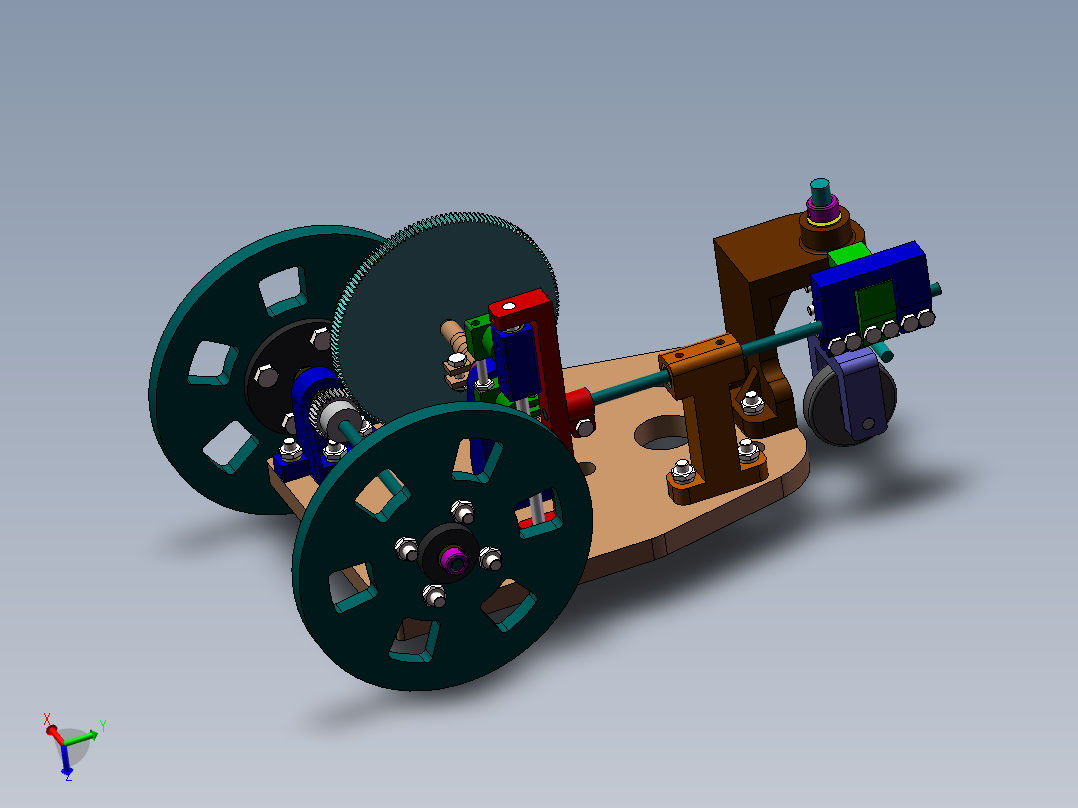 S型无碳小车装配图爆炸动图三维模型，走S型走8字型无碳小车图纸