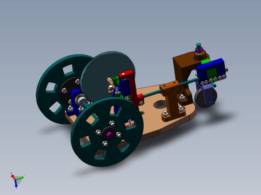 S型无碳小车装配图爆炸动图三维模型，走S型走8字型无碳小车图纸
