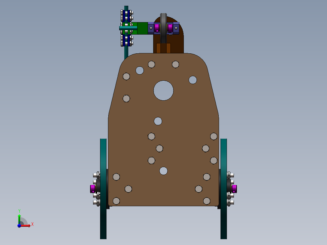 S型无碳小车装配图爆炸动图三维模型，走S型走8字型无碳小车图纸前视图