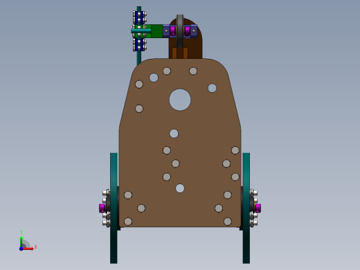 S型无碳小车装配图爆炸动图三维模型，走S型走8字型无碳小车图纸前视缩略图