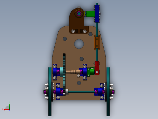 S型无碳小车装配图爆炸动图三维模型，走S型走8字型无碳小车图纸后视缩略图