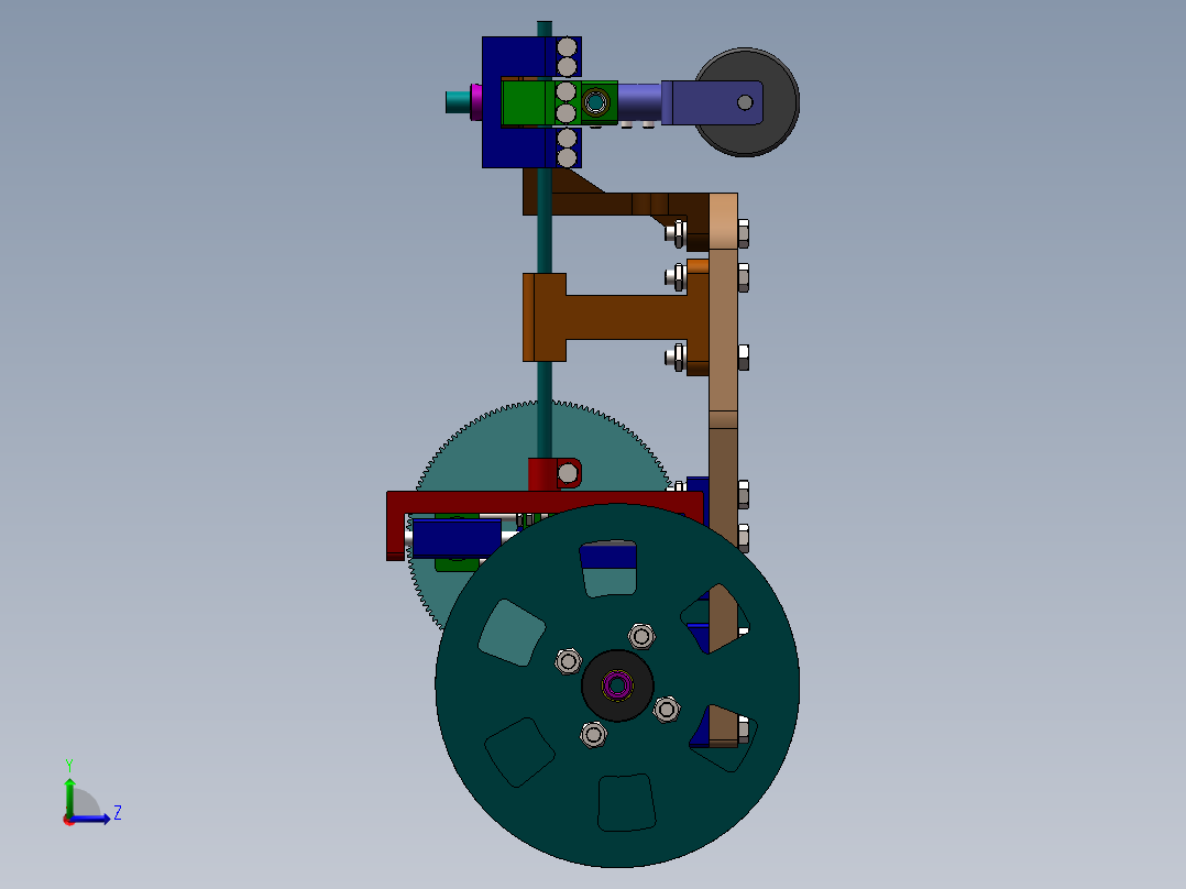 S型无碳小车装配图爆炸动图三维模型，走S型走8字型无碳小车图纸左视图