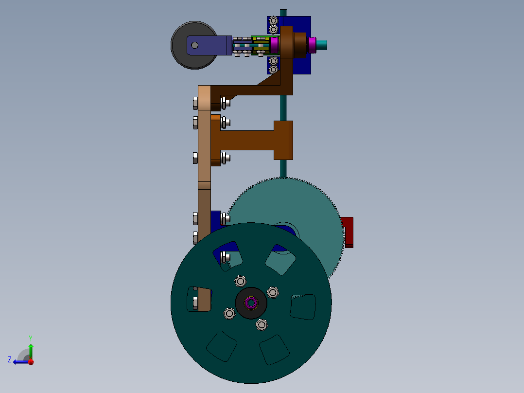 S型无碳小车装配图爆炸动图三维模型，走S型走8字型无碳小车图纸右视图