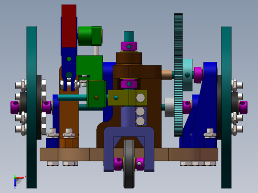 S型无碳小车装配图爆炸动图三维模型，走S型走8字型无碳小车图纸俯视缩略图