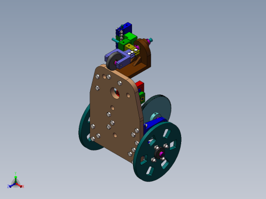 S型无碳小车装配图爆炸动图三维模型，走S型走8字型无碳小车图纸正等轴测缩略图