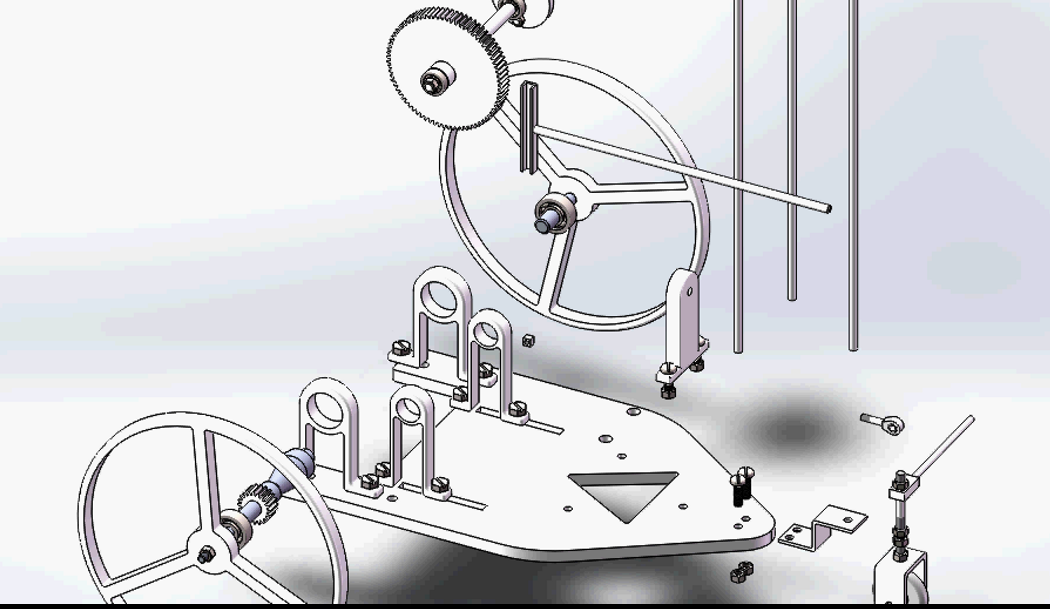S型无碳小车装配图爆炸动图三维模型，走S型走8字型无碳小车图纸