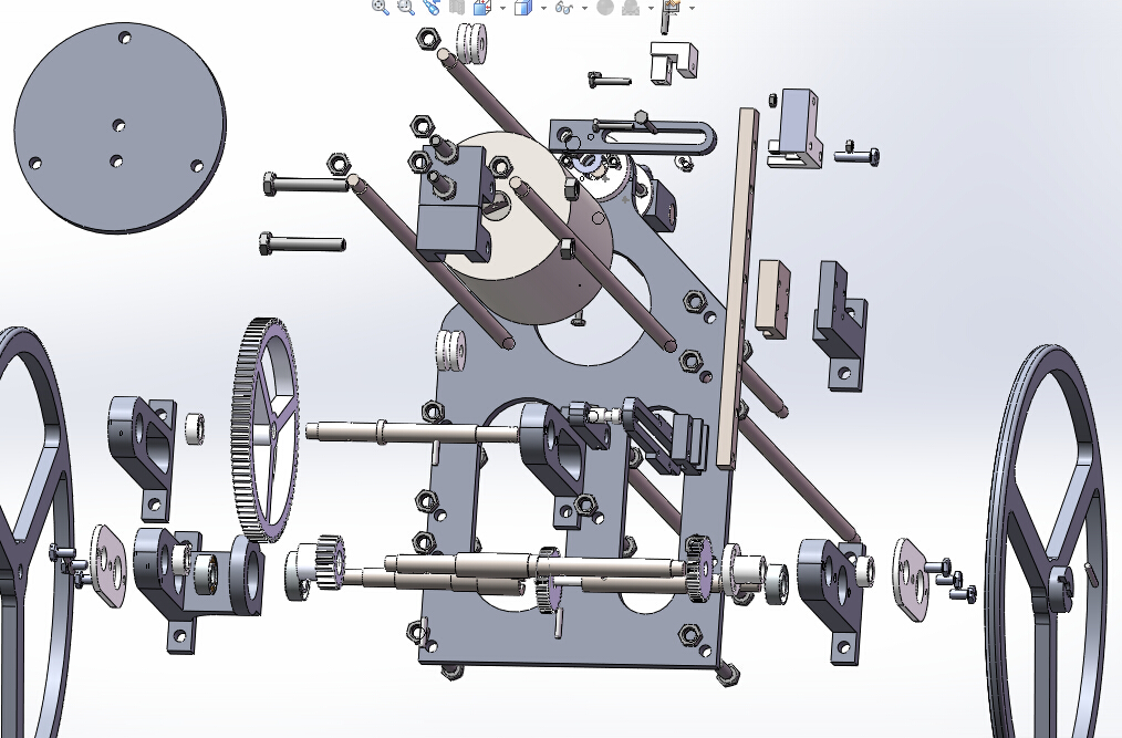S型无碳小车装配图爆炸动图三维模型，走S型走8字型无碳小车图纸