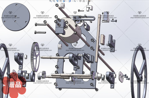 S型无碳小车装配图爆炸动图三维模型，走S型走8字型无碳小车图纸缩略图