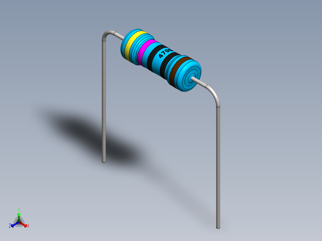 电容器 二极管 电阻器-Resistor 470 Ohm 1 Watt正等轴测图