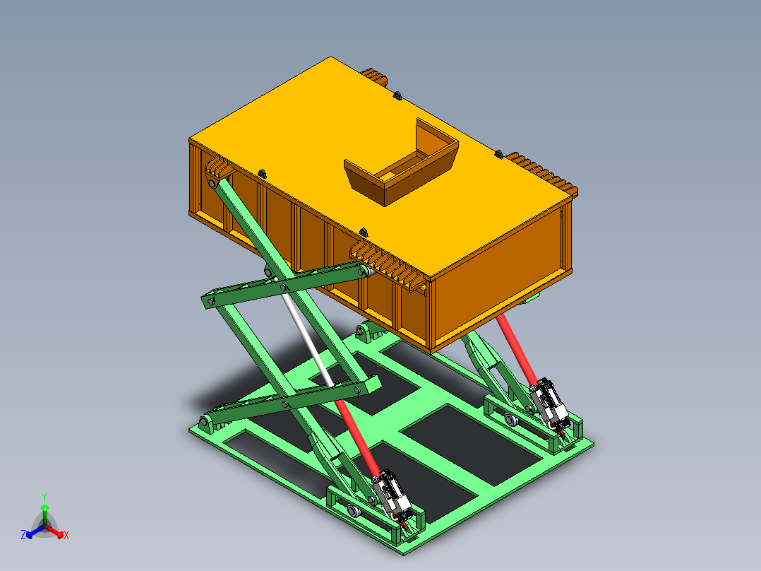 电静液作动器剪叉式液压升降平台正等轴测图