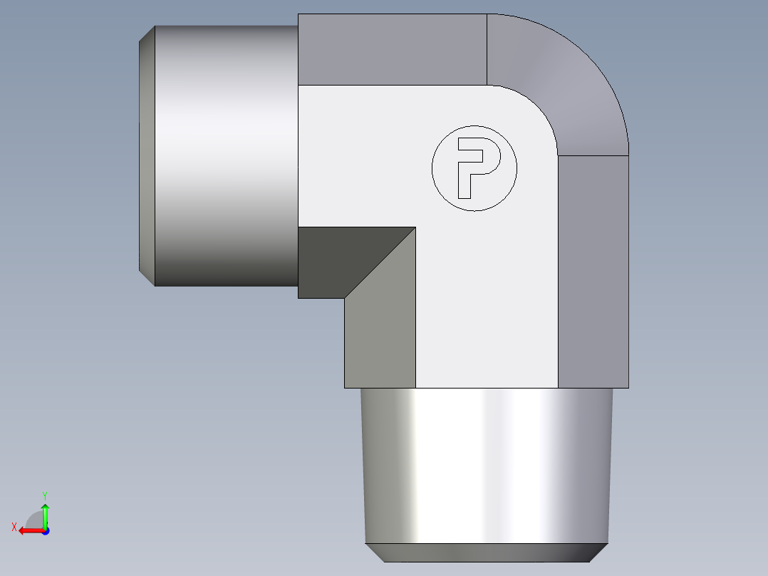 卡套式工业通用硬管接头EO_Male_stud_elbow_WE12LR71X后视图