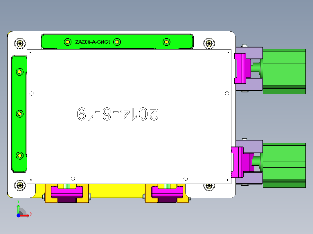 ZAZ00-A-c笔记本CNC工装夹具三维模型nc1-1023前视图
