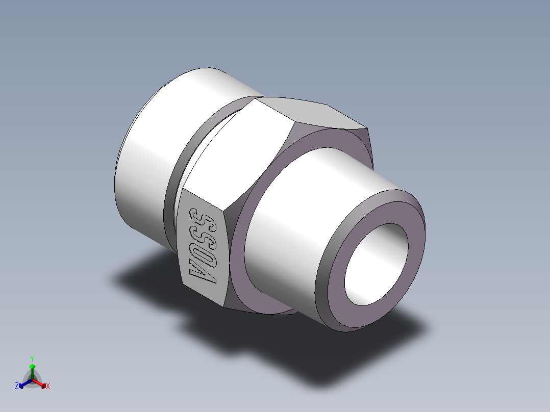 英制锥管螺纹直接头、1DT-24-08SP正等轴测图