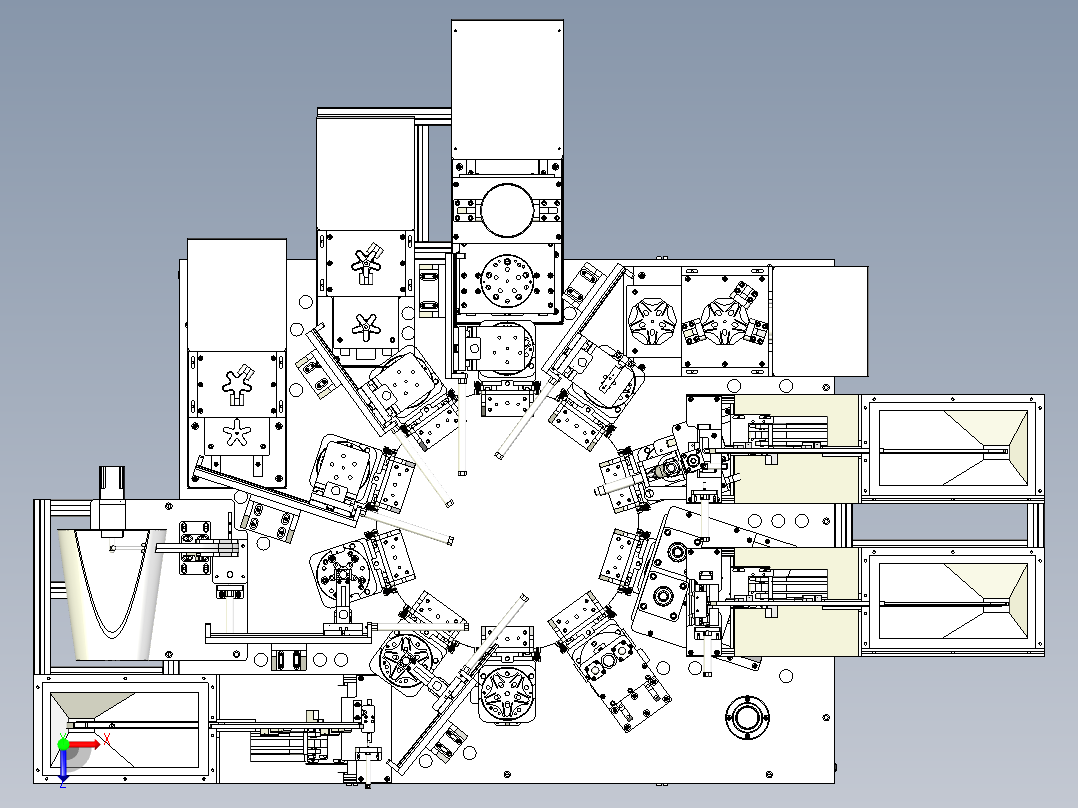 汽车阀板组件自动装配机（SW设计）俯视图