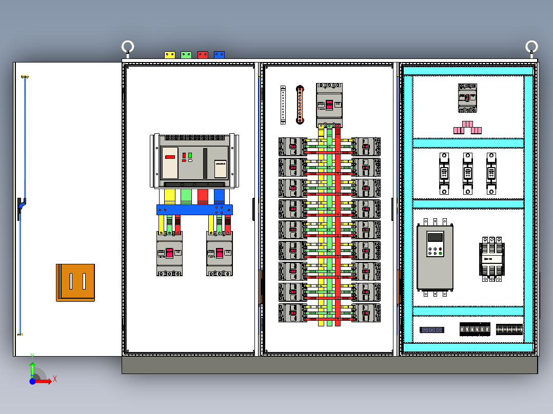 三柜组装万能断路器软启动旁路控制柜 55287前视图