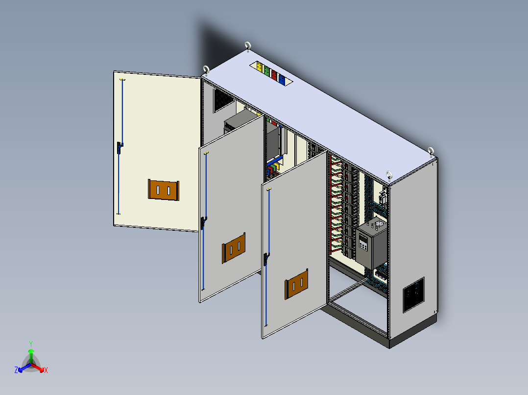 三柜组装万能断路器软启动旁路控制柜 55287正等轴测图