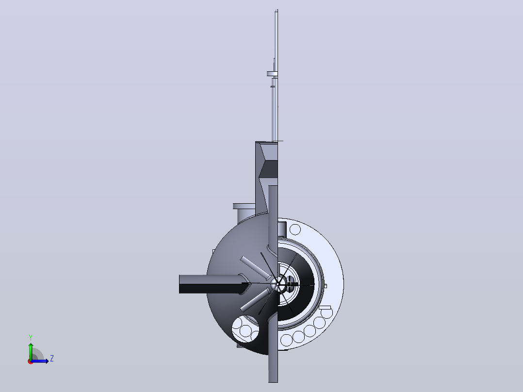 潜艇内部演示结构3D图纸 Solidworks设计左视图
