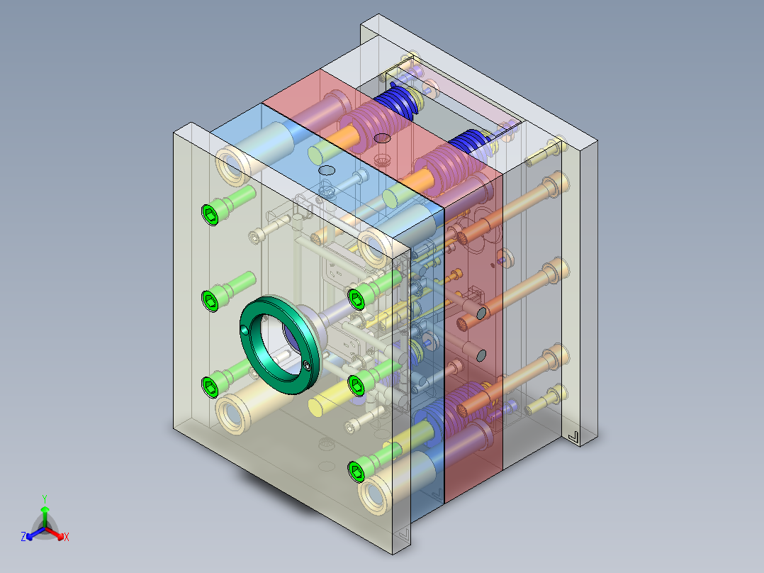 Q047-三孔面板插座注塑模具设计【三维UG】正等轴测图