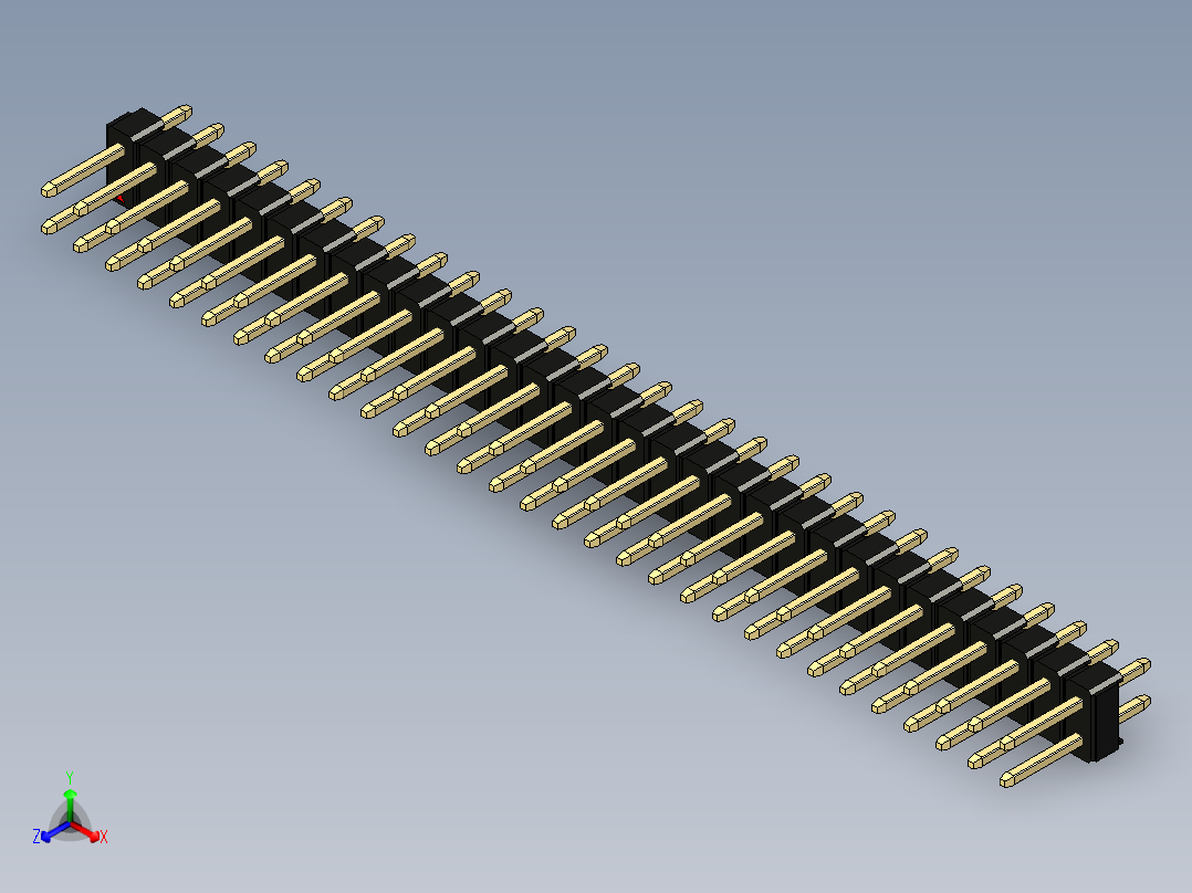 彩色公头100mil（2.54mm）系列-DS1021_black_2x31p_100mil_Type1_rev1.0正等轴测图