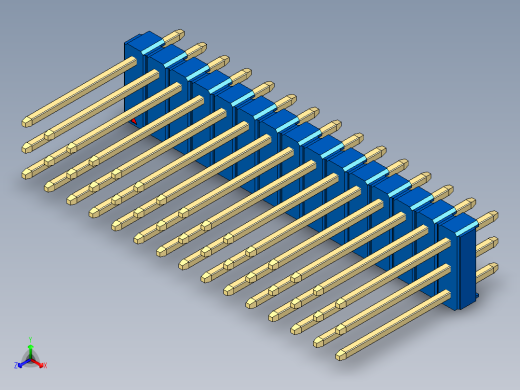 彩色公头100mil（2.54mm）系列-DS1021_blue_3x15p_100mil_Type5_rev1.0正等轴测缩略图