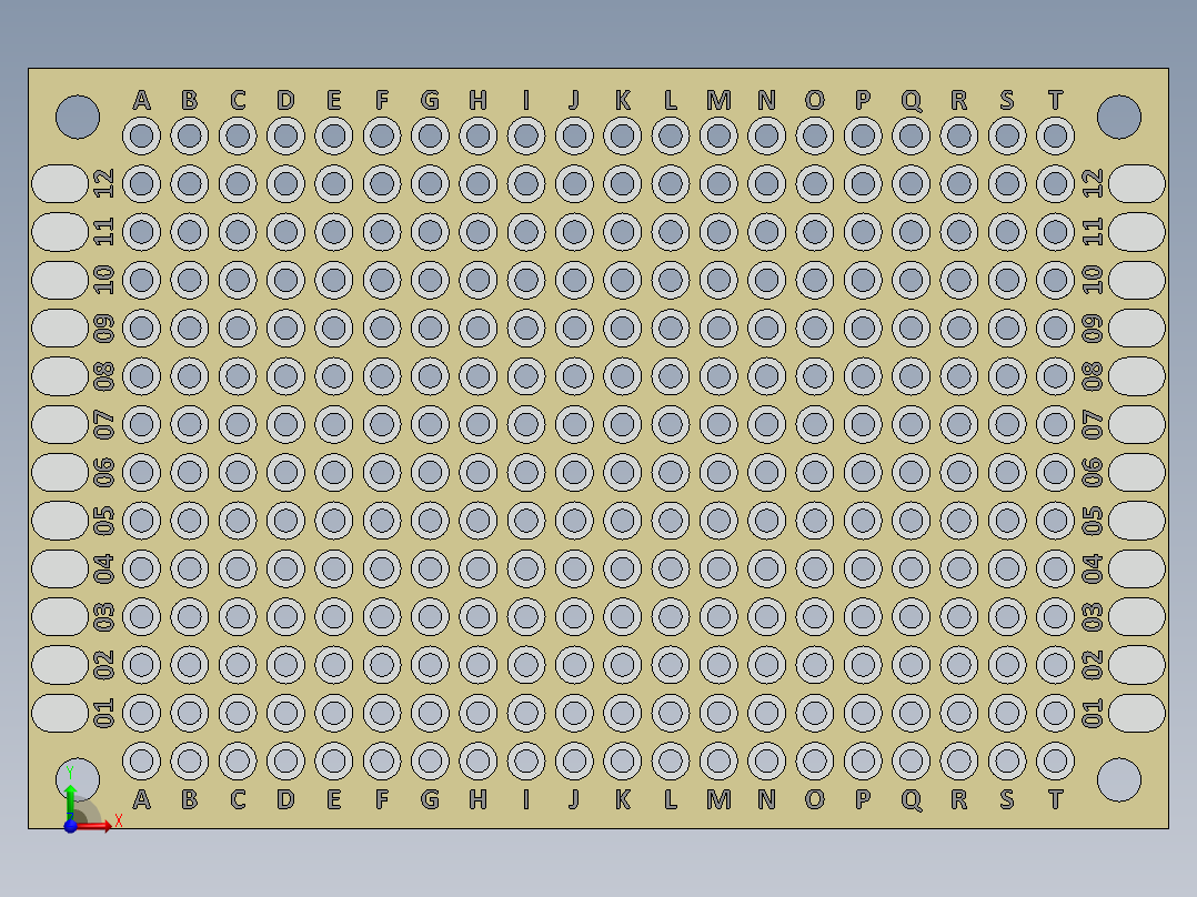 电容器 二极管 电阻器-40mm x 60mm Proto PCB Tan前视图