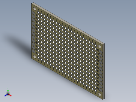 电容器 二极管 电阻器-40mm x 60mm Proto PCB Tan正等轴测缩略图