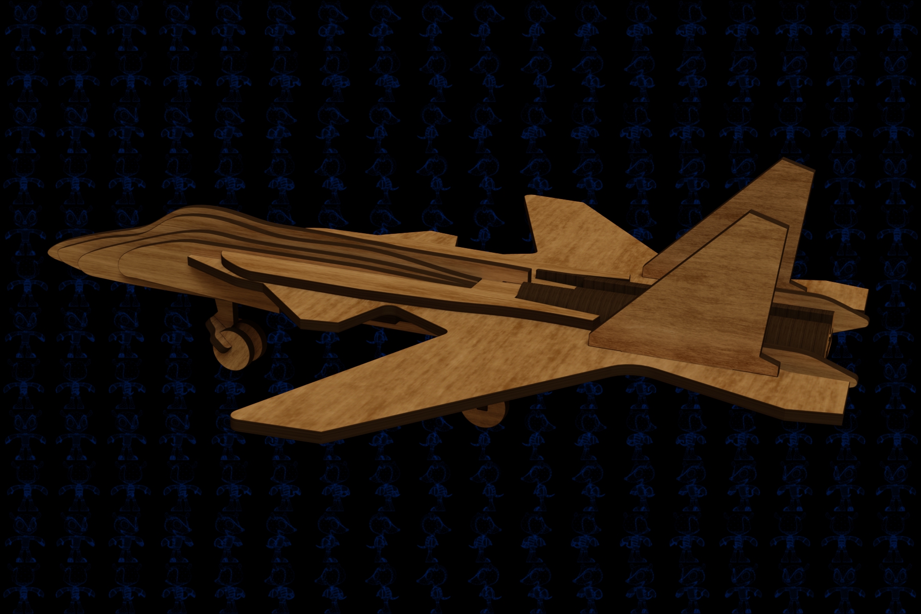 激光下料拼图战机AutoCAD, Parasolid, SOLIDWORKS 2016, STEP _ IGES