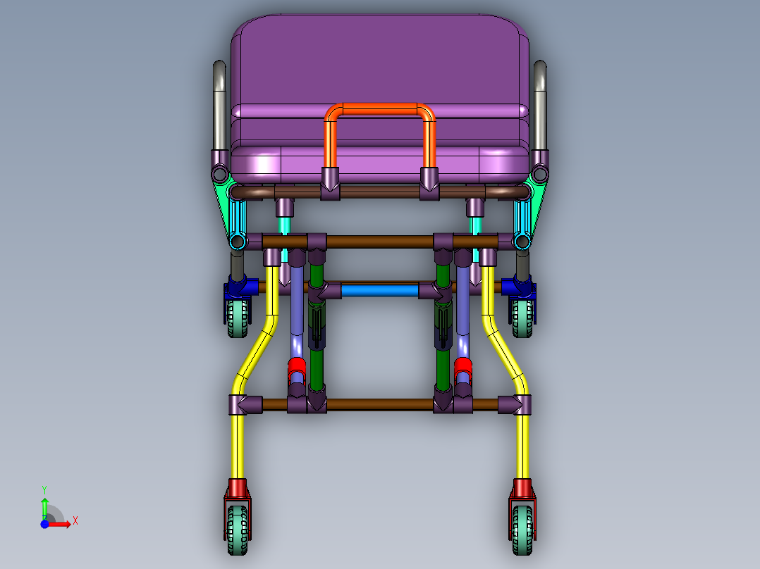自动上车担架伤员救护担架车前视图