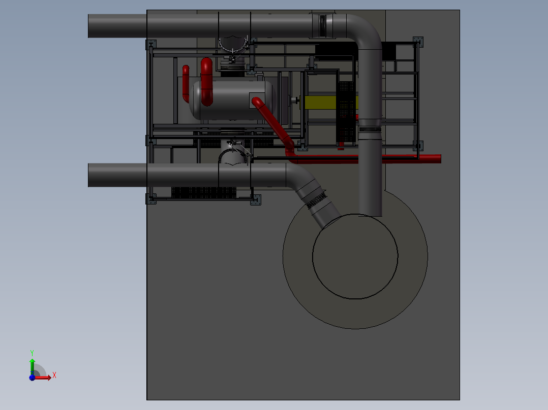 大型锅炉钢结构 自动化设备3D图纸3D模型前视图