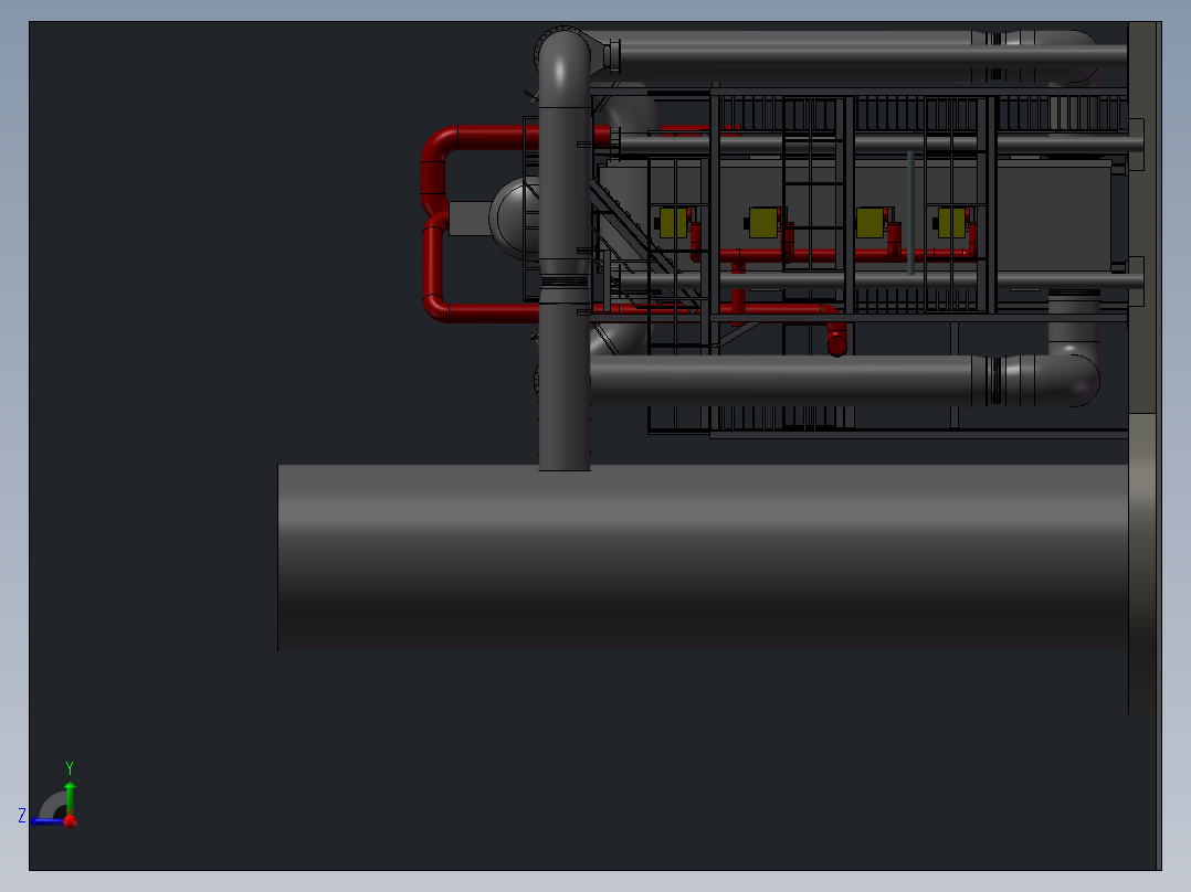 大型锅炉钢结构 自动化设备3D图纸3D模型右视图