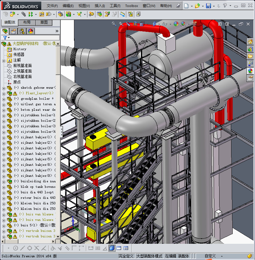 大型锅炉钢结构 自动化设备3D图纸3D模型