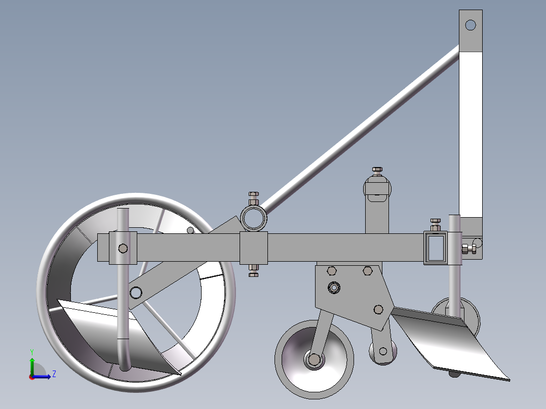 农业地膜覆盖机三维SW模型铺膜机左视图