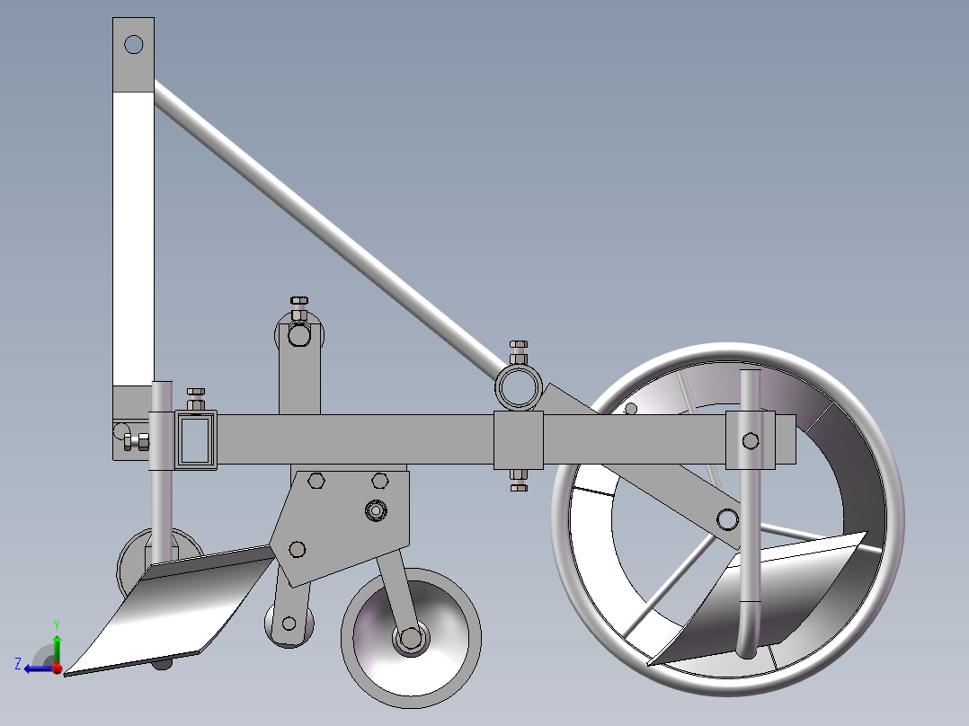 农业地膜覆盖机三维SW模型铺膜机右视图