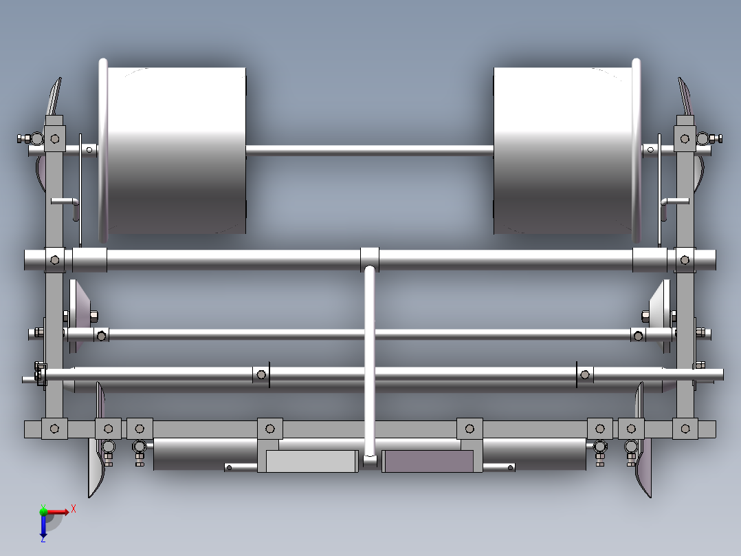 农业地膜覆盖机三维SW模型铺膜机俯视图