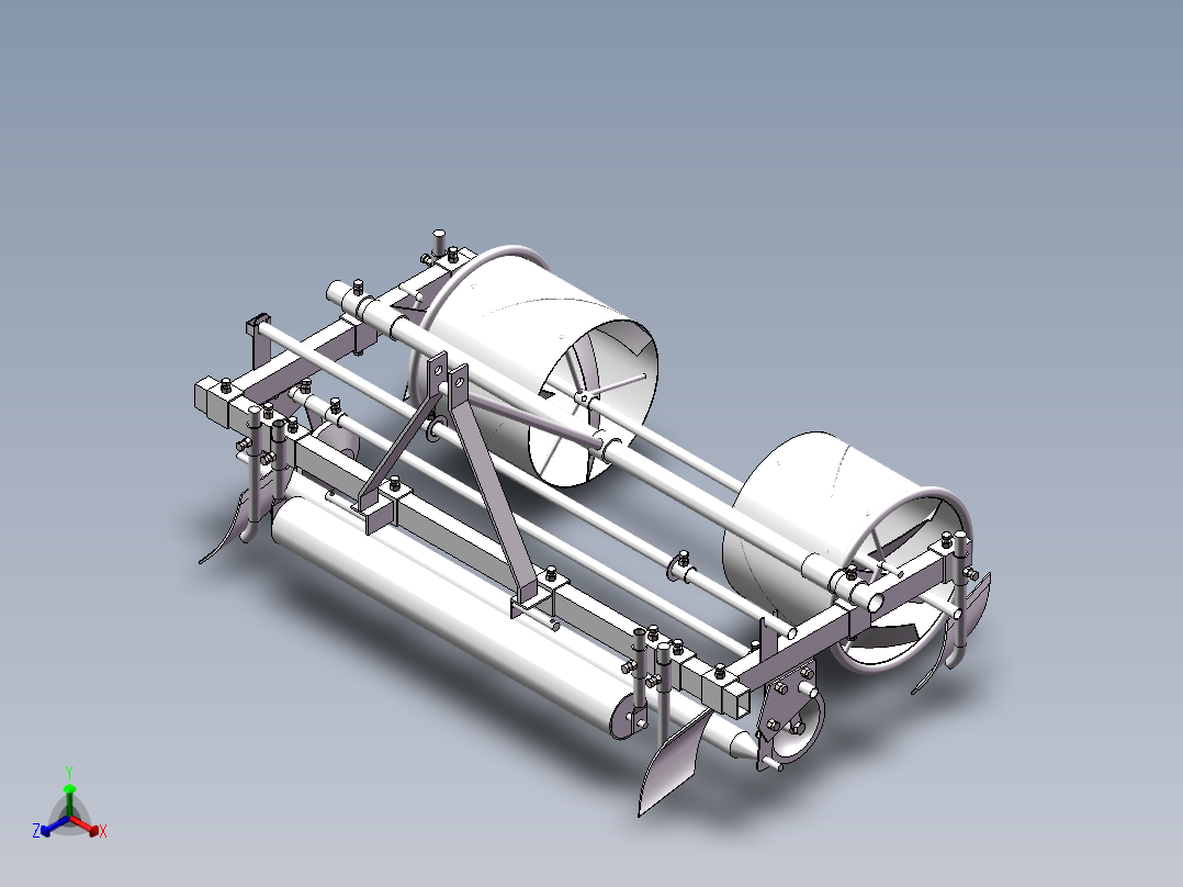农业地膜覆盖机三维SW模型铺膜机正等轴测图