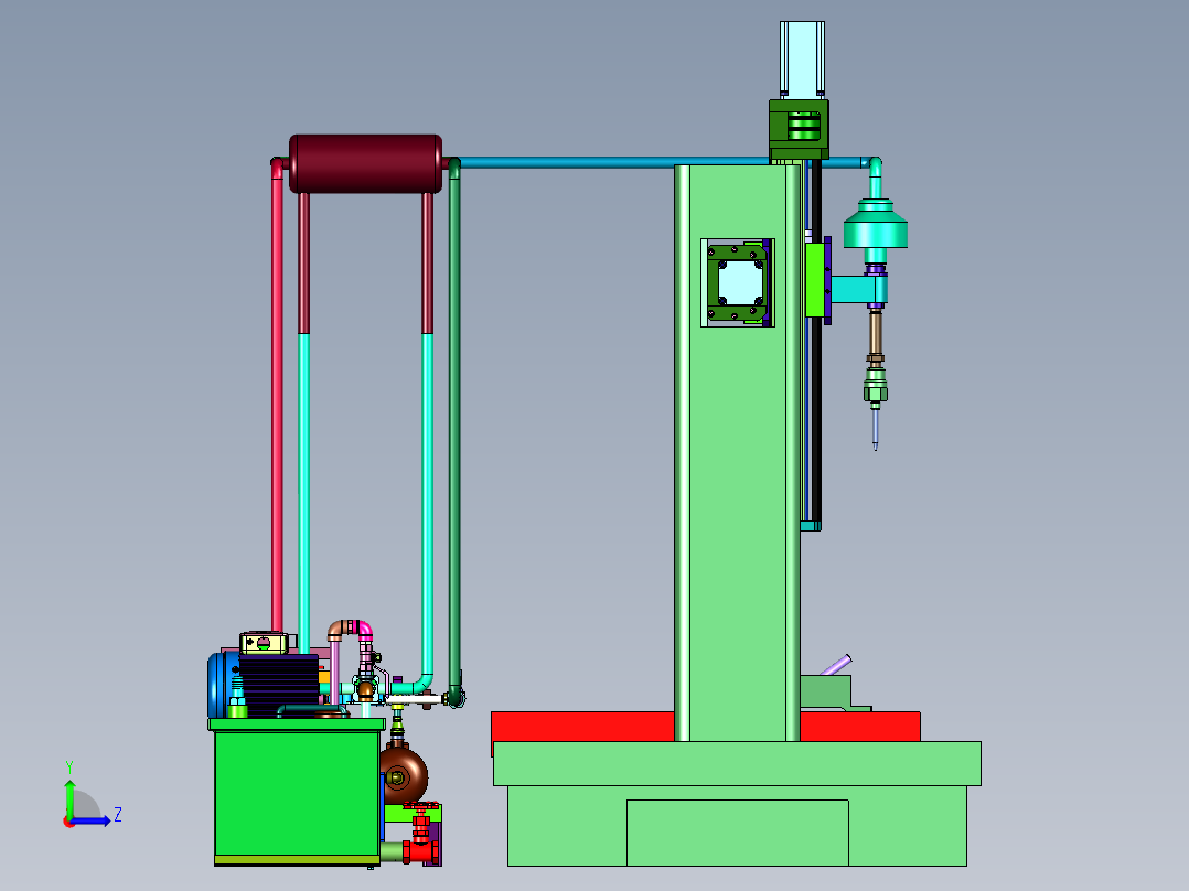 数控水切割机射流生成装置左视图