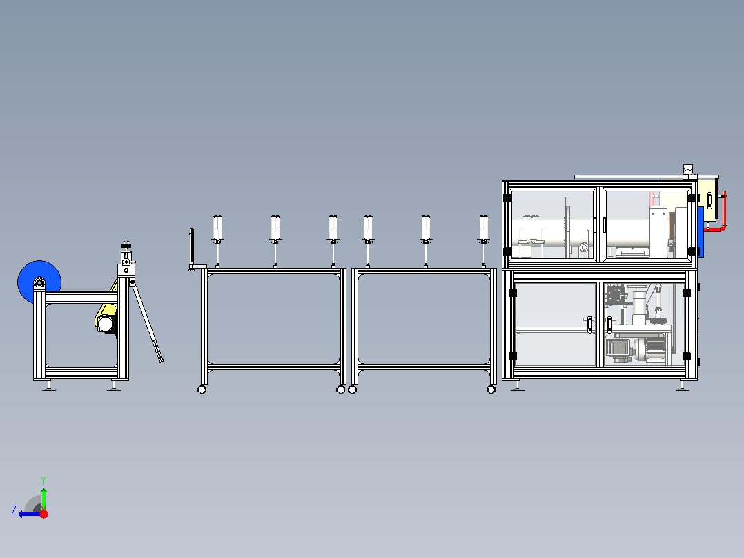 非标制圆筒机3D图纸右视图