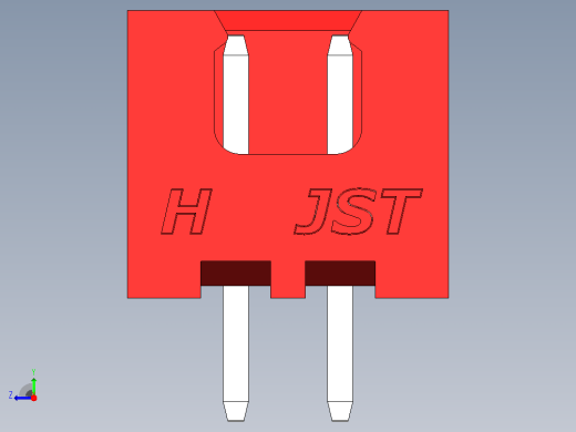 连接器红色JST XH 2针2.54 mm右视缩略图