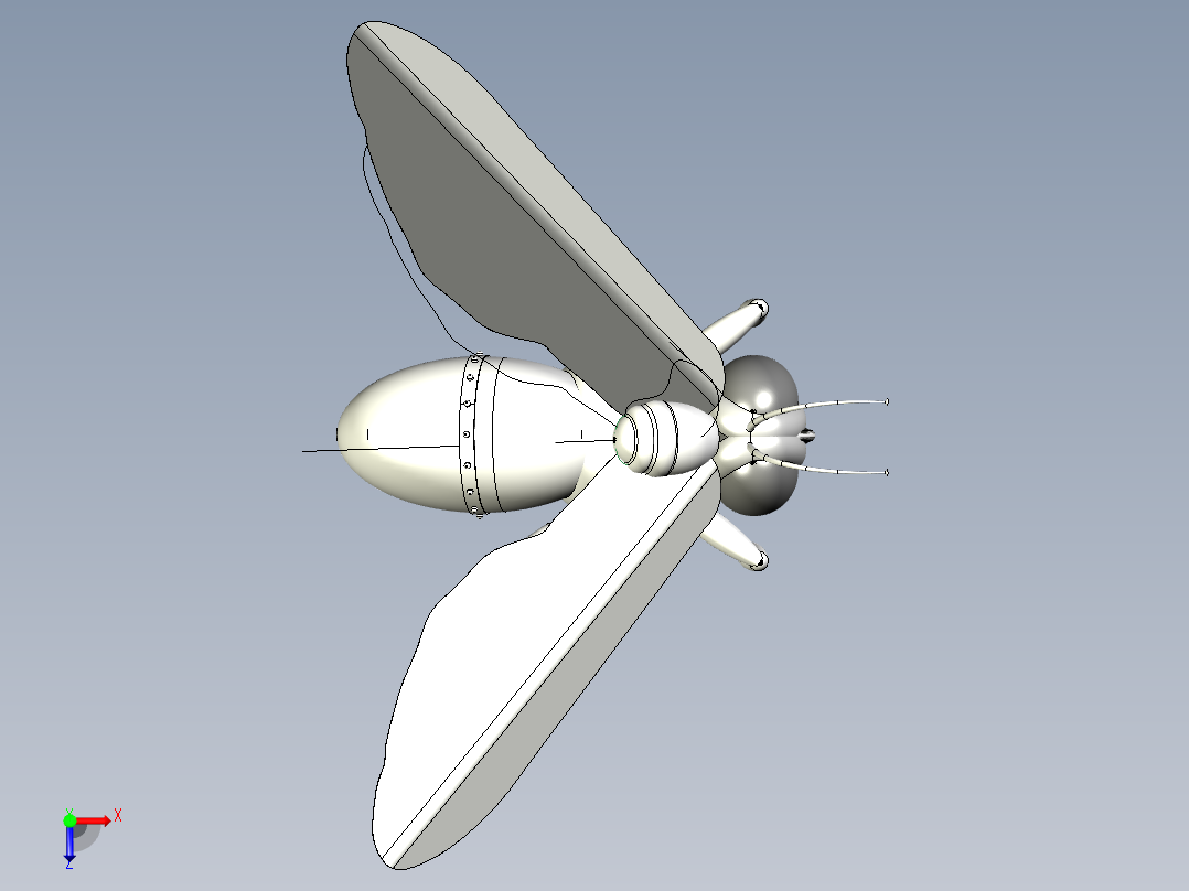 Tekfly特蝇苍蝇模型3D图纸 STP IGS格式俯视图
