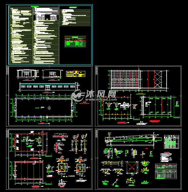17米混凝土柱轻钢屋面库房cad图纸