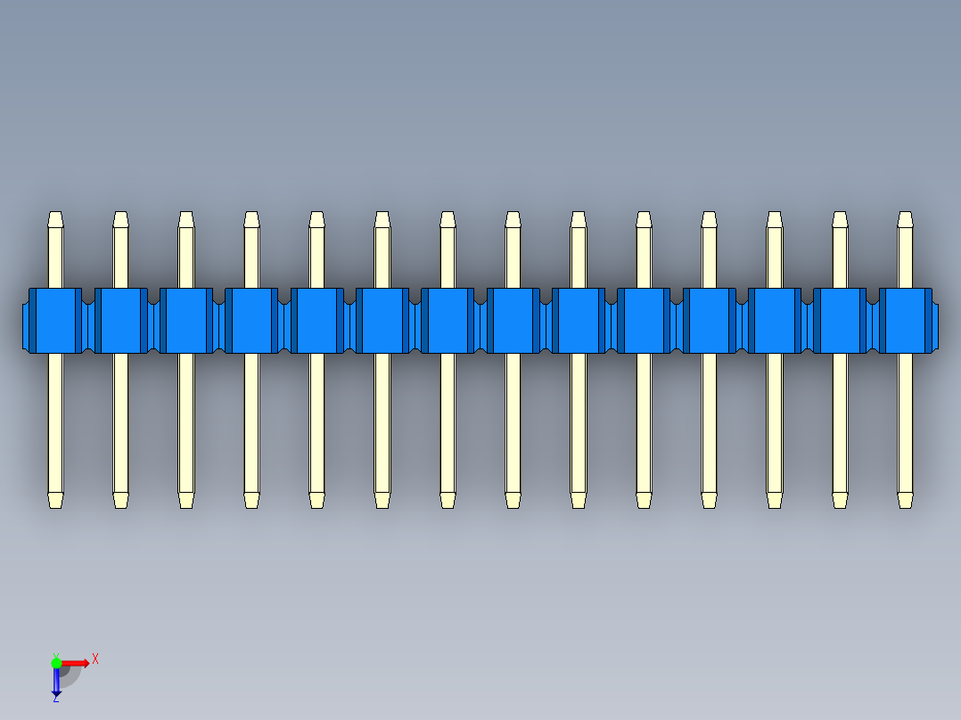 彩色公头100mil（2.54mm）系列-DS1021_blue_3x14p_100mil_Type1_rev1.0俯视图
