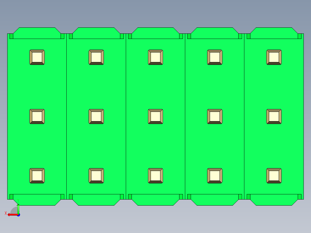 彩色公头100mil（2.54mm）系列-DS1021_green_3x05p_100mil_Type1_rev1.0后视图
