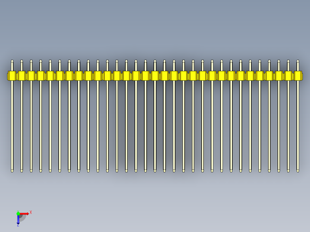 彩色公头100mil（2.54mm）系列-DS1021_yellow_1x31p_100mil_Type43_rev1.0俯视图