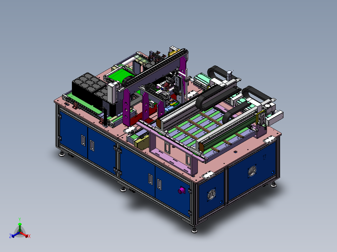 T953 全自动软包电池测试分选机正等轴测图