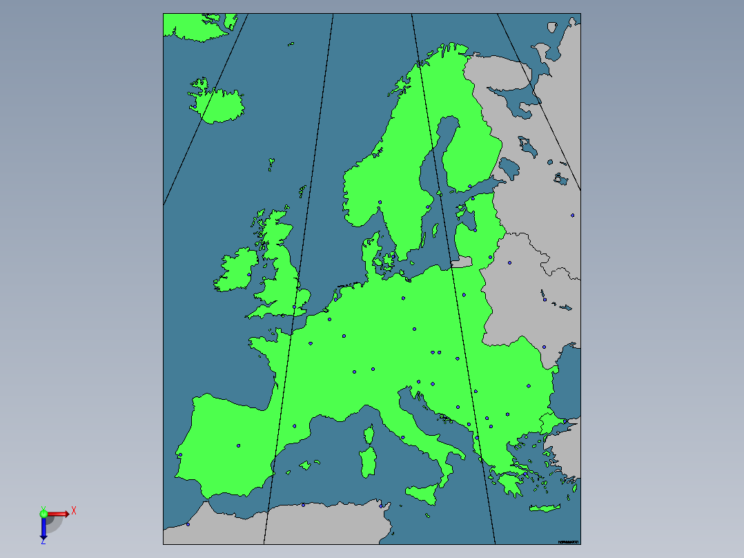 欧洲地图-所有首都都在俯视图